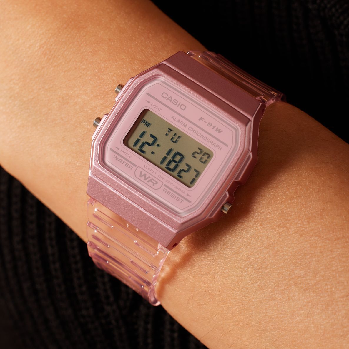 CASIO COLLECTION, rosa, transparent F-91WS-4EF