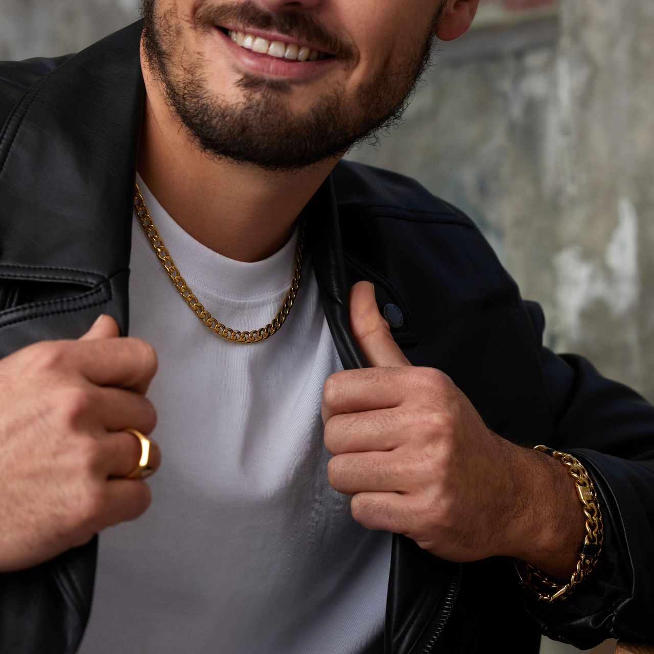 Gerecycleerd stalen goldplated ketting met gourmetschakel