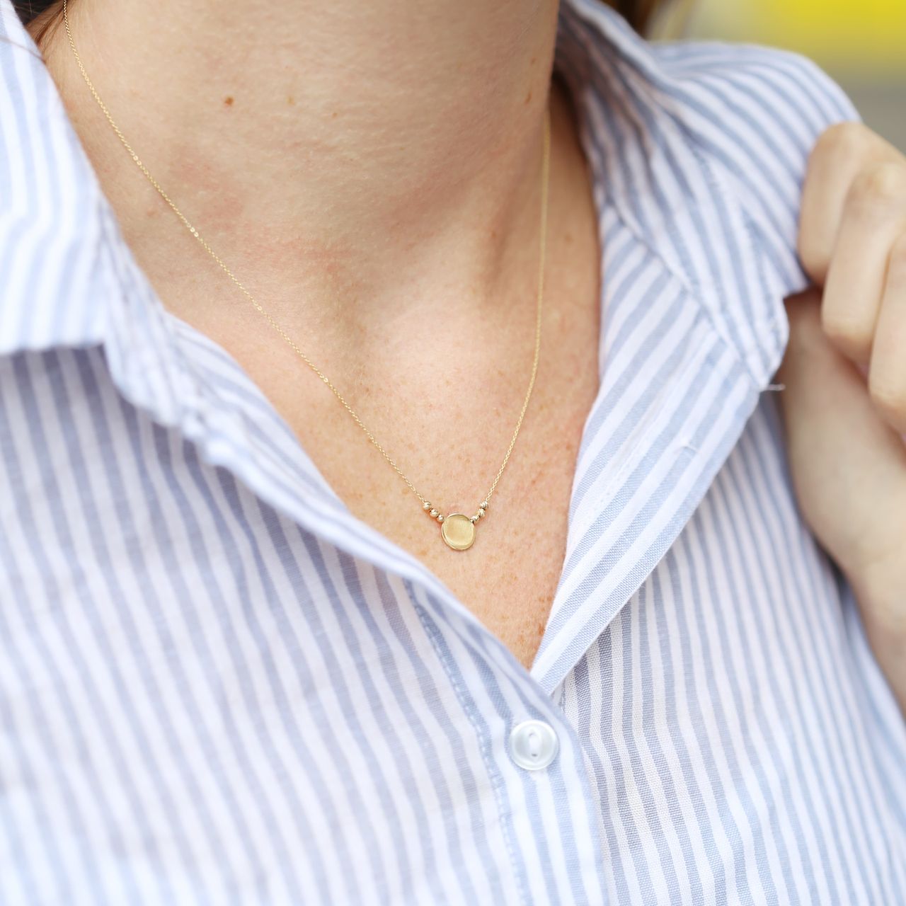 18 Karaat geelgouden ketting & hanger disc