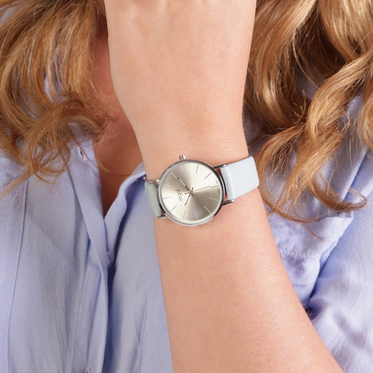 Regal Damenarmbanduhr mit blauem PU-Lederarmband
