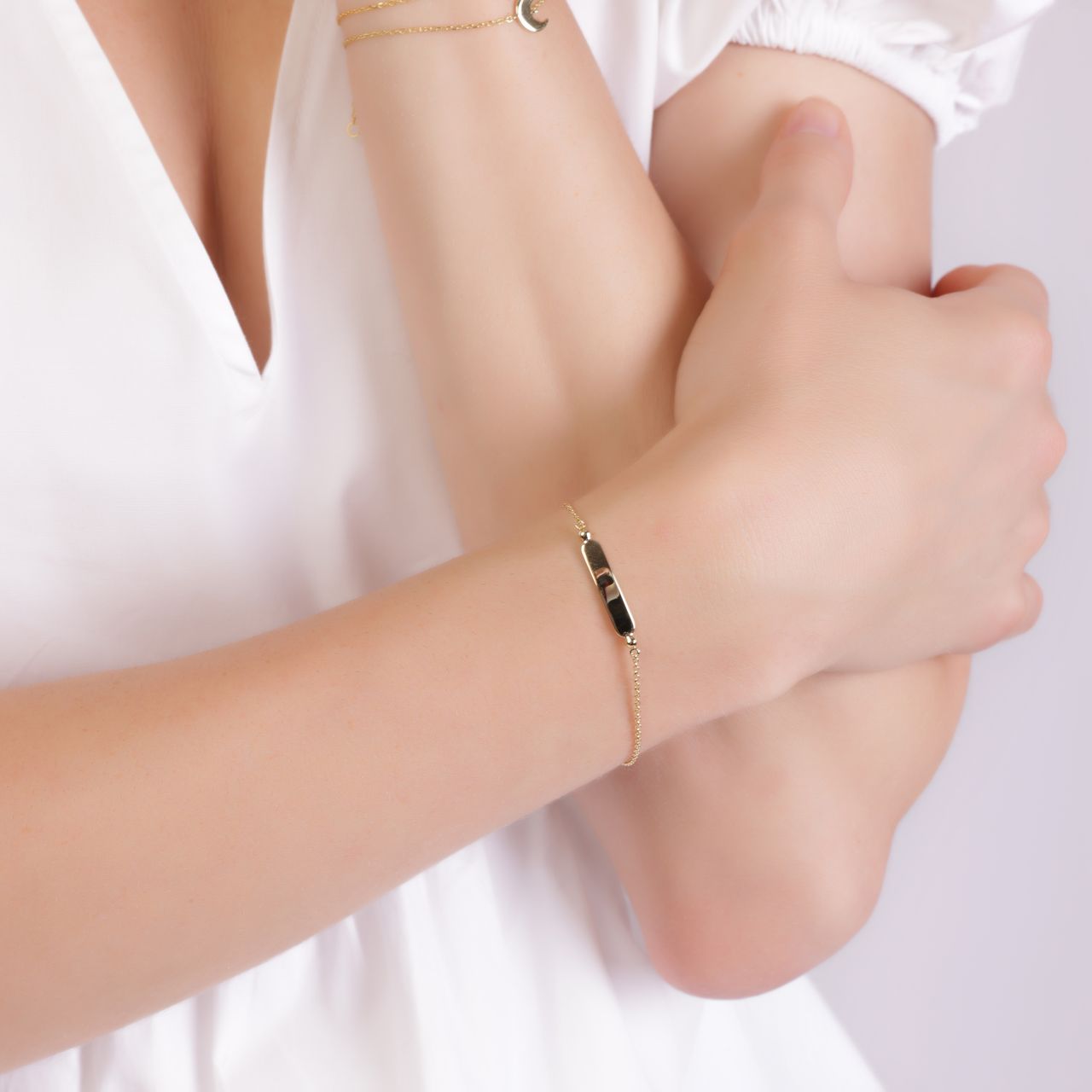 Zilveren goldplated plaatarmband voor dames