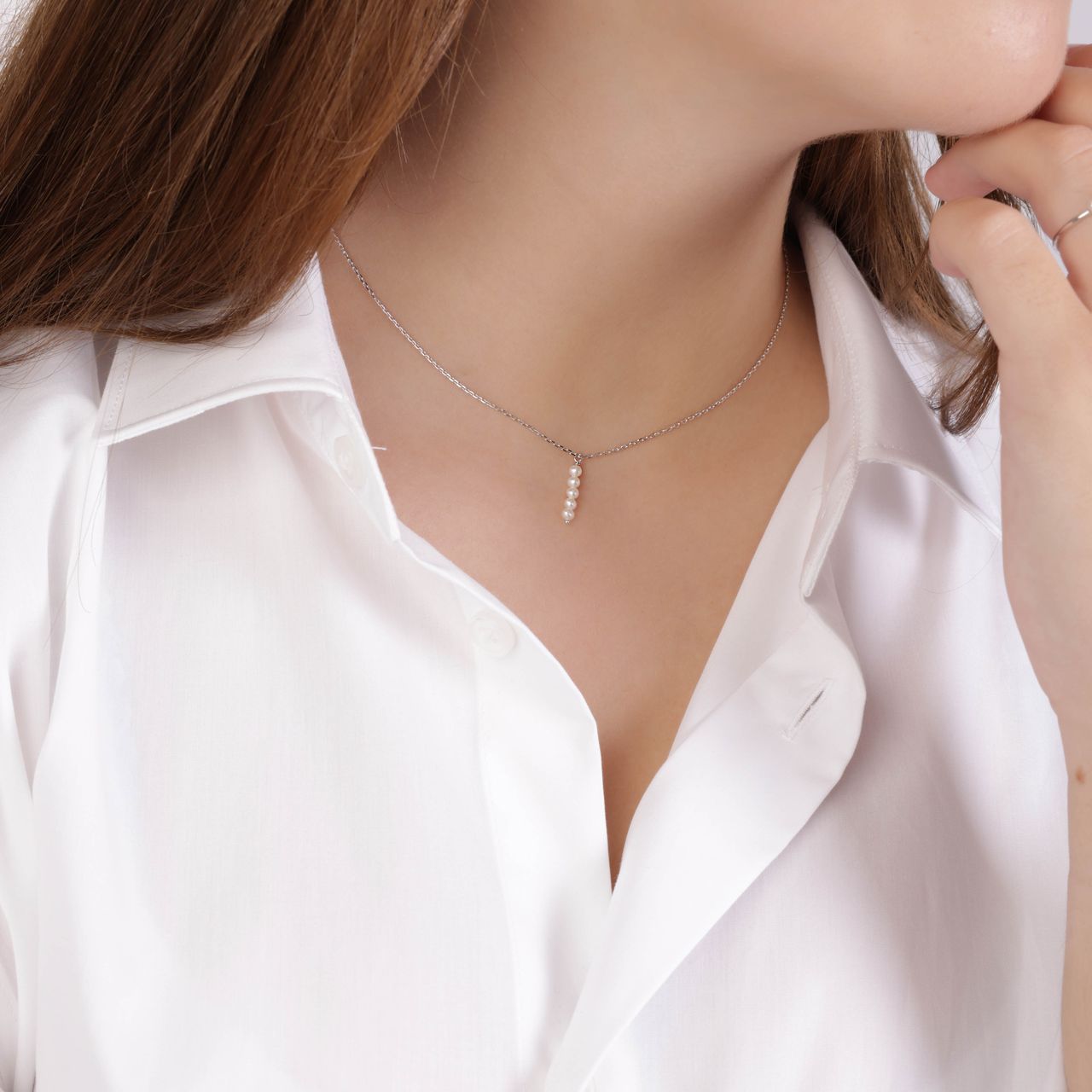Halskette, 925 Silber, mit Anhänger, Süßwasserperlen