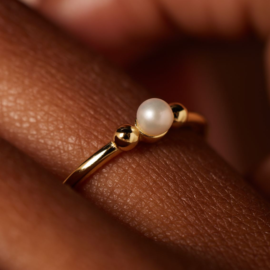 Zilveren goldplated ring met parel voor dames