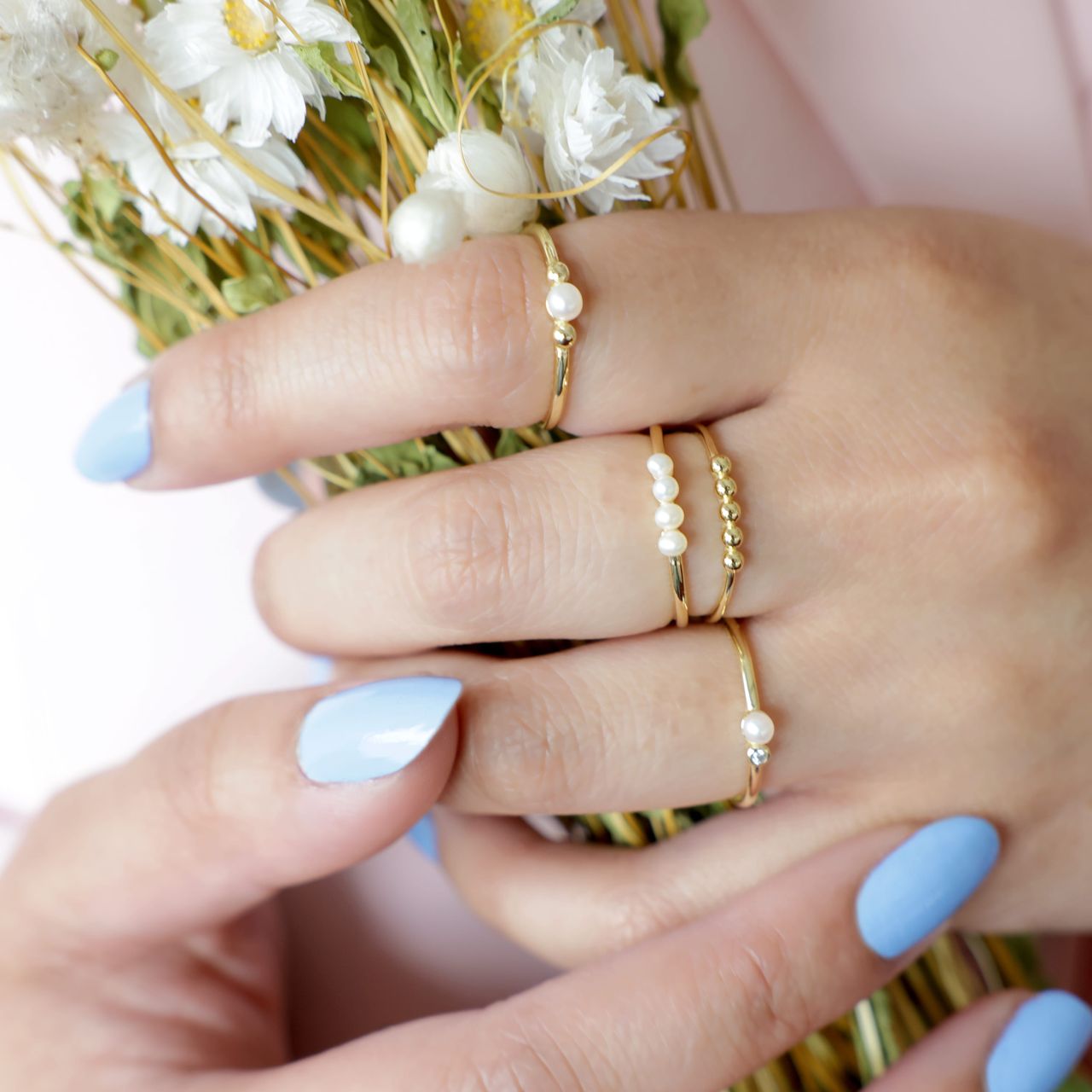 Zilveren goldplated ring met parel voor dames