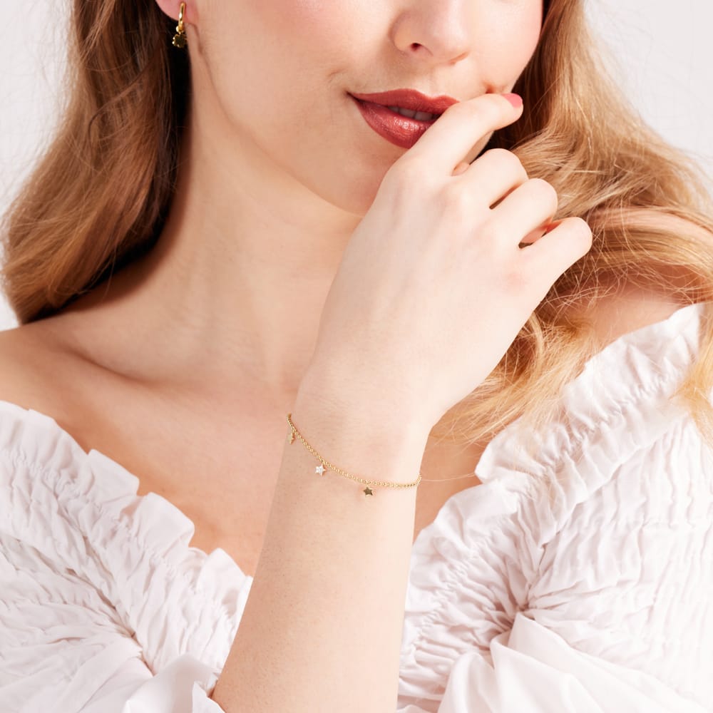 Zilveren goldplated armband ster zirkonia