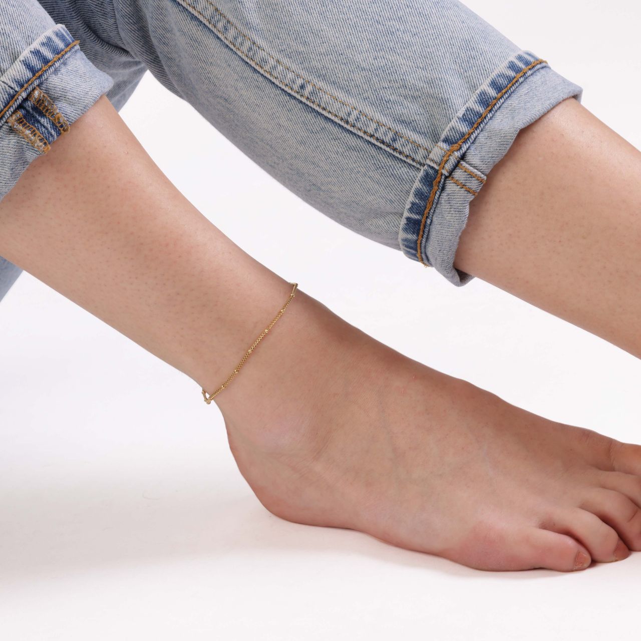 Stalen goldplated enkelbandje voor dames