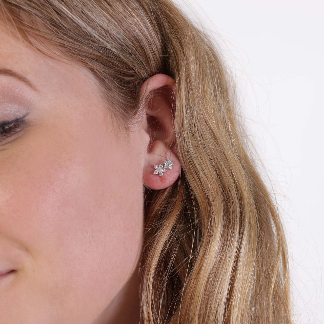 Ohrstecker, 925 Silber, Blume, mit Zirkonia