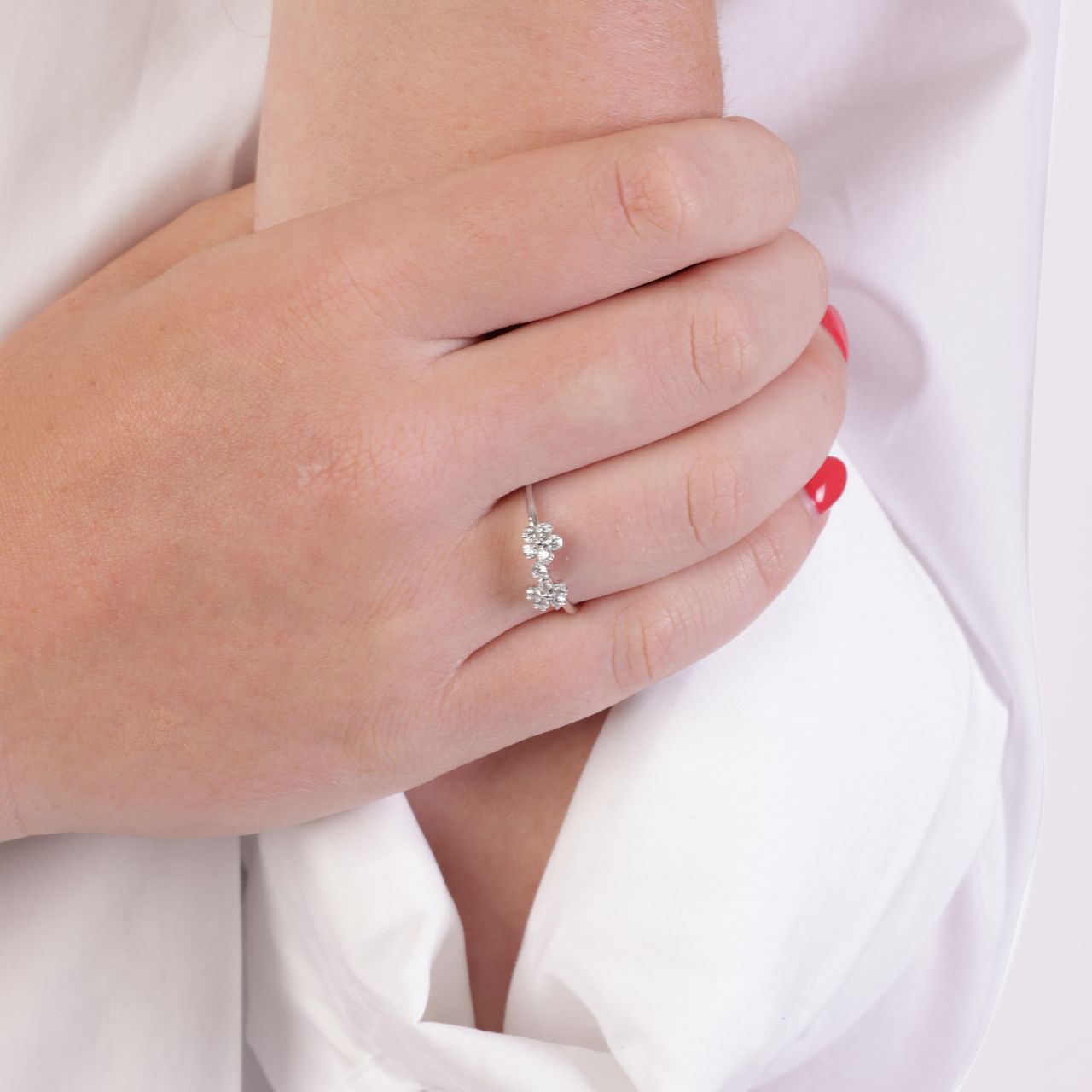 Ring, 925 Silber, Blume, Zirkonia