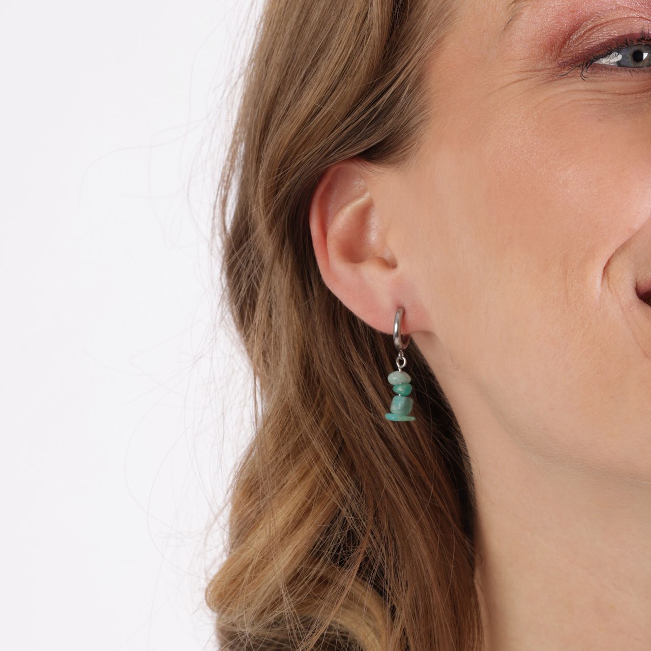 Stainless steel oorbellen met aventurijn