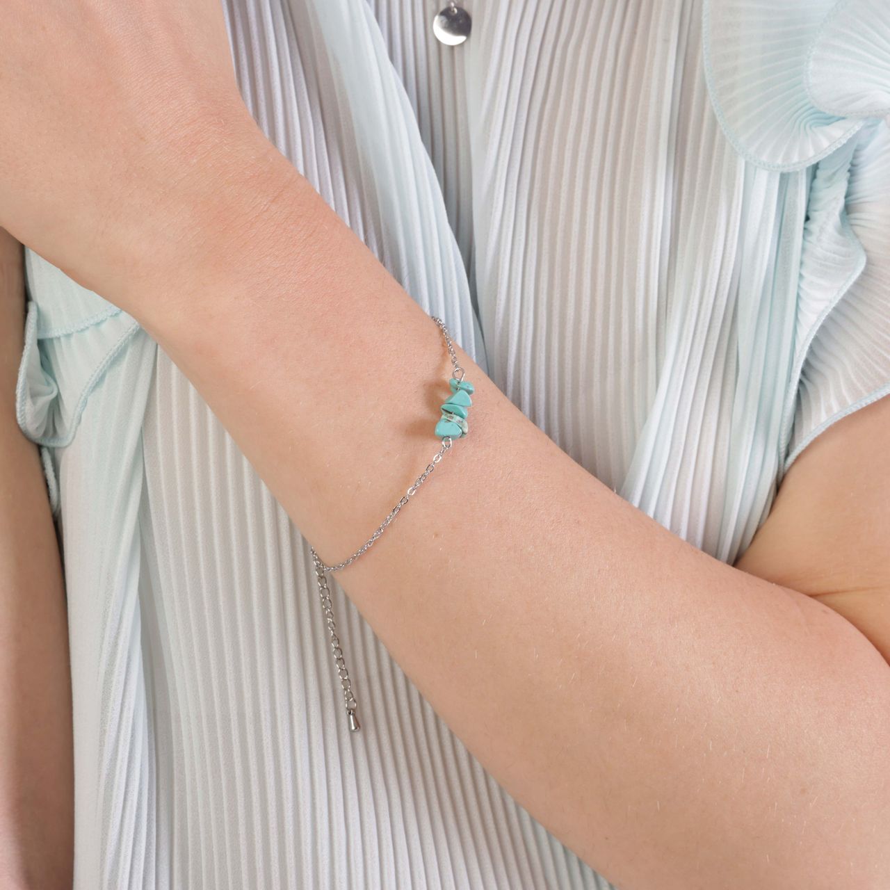 Armband, Edelstahl, mit Türkis
