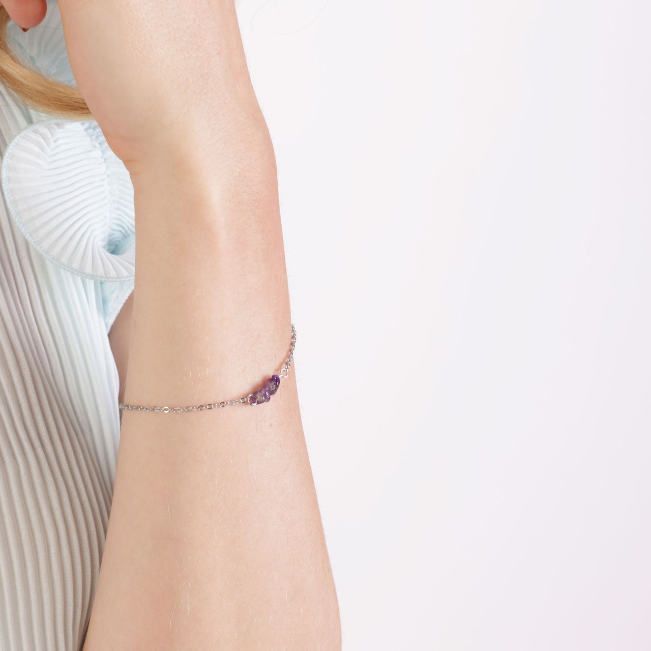 Stainless steel armband met amethyst