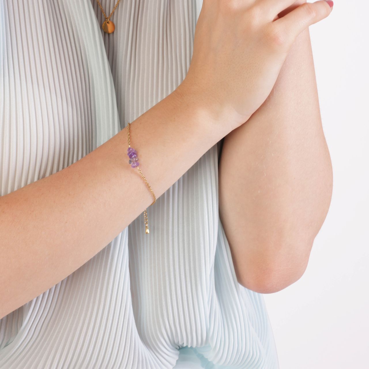 Armband, Edelstahl, vergoldet, mit Amethyst