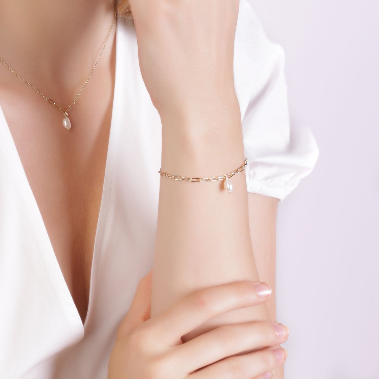 Armband, 925 Silber, vergoldet, mit Süßwasserperle