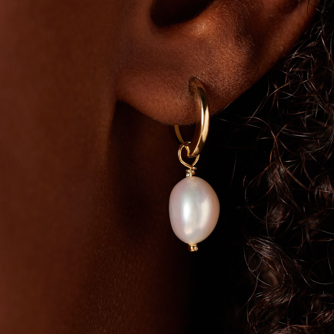 Zilveren goldplated oorringen met parel voor dames