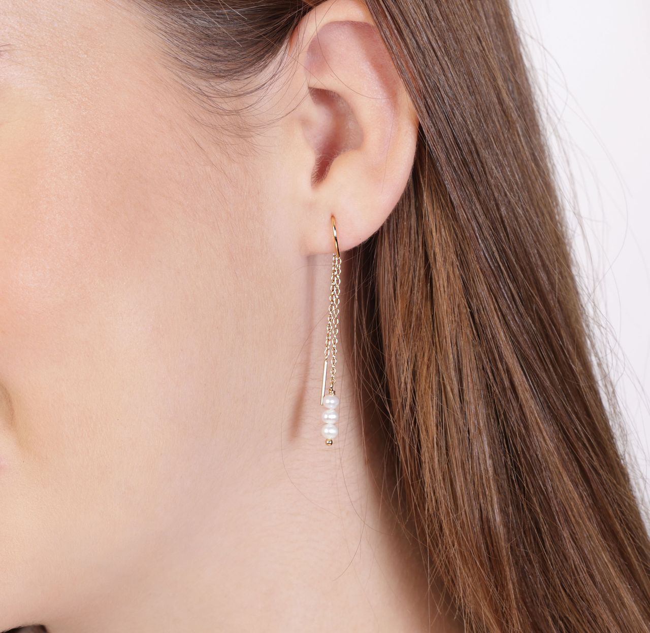Zilveren goldplated oorhangers met parel voor dames