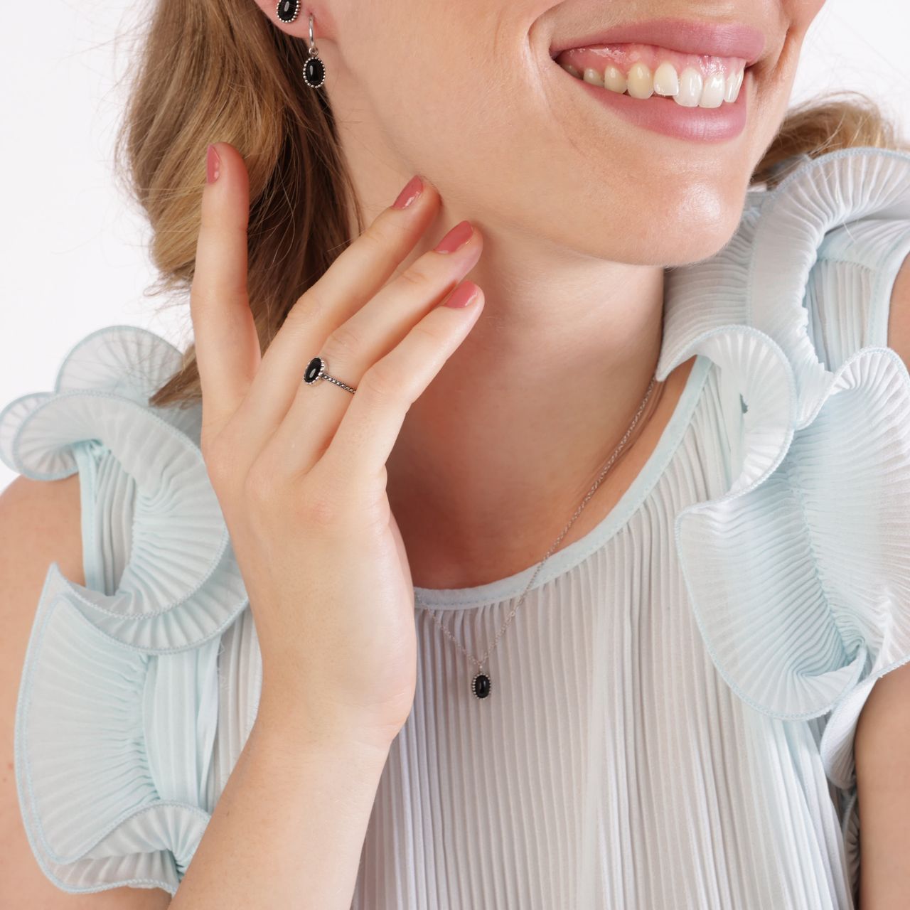 Zilveren ring met Gemstone black onyx