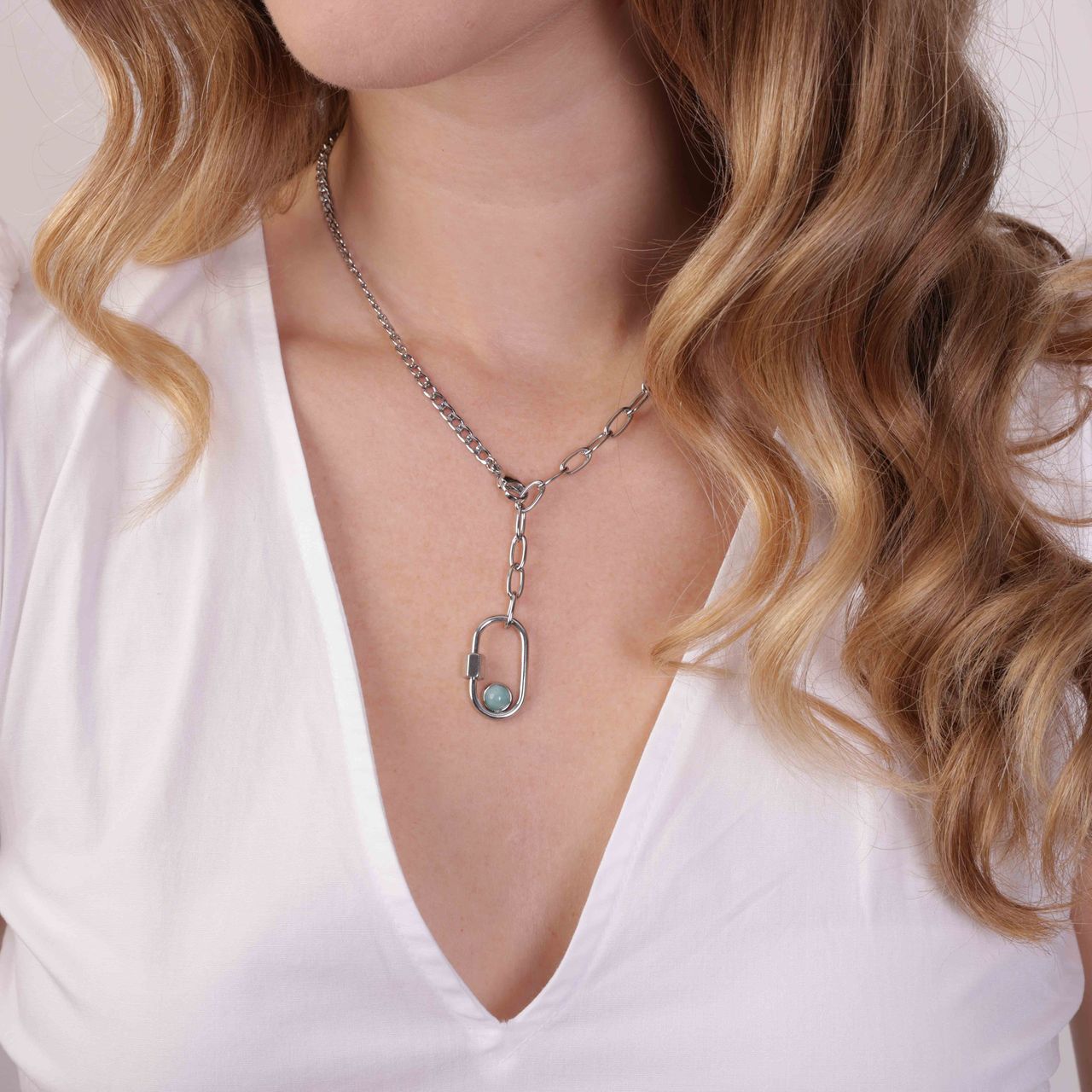 Stalen ketting met slot hanger
