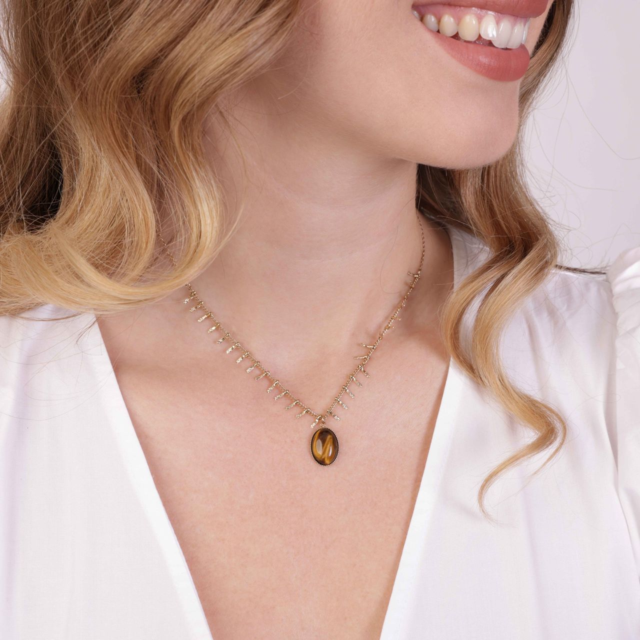 Stalen goldplated ketting met hanger voor dames