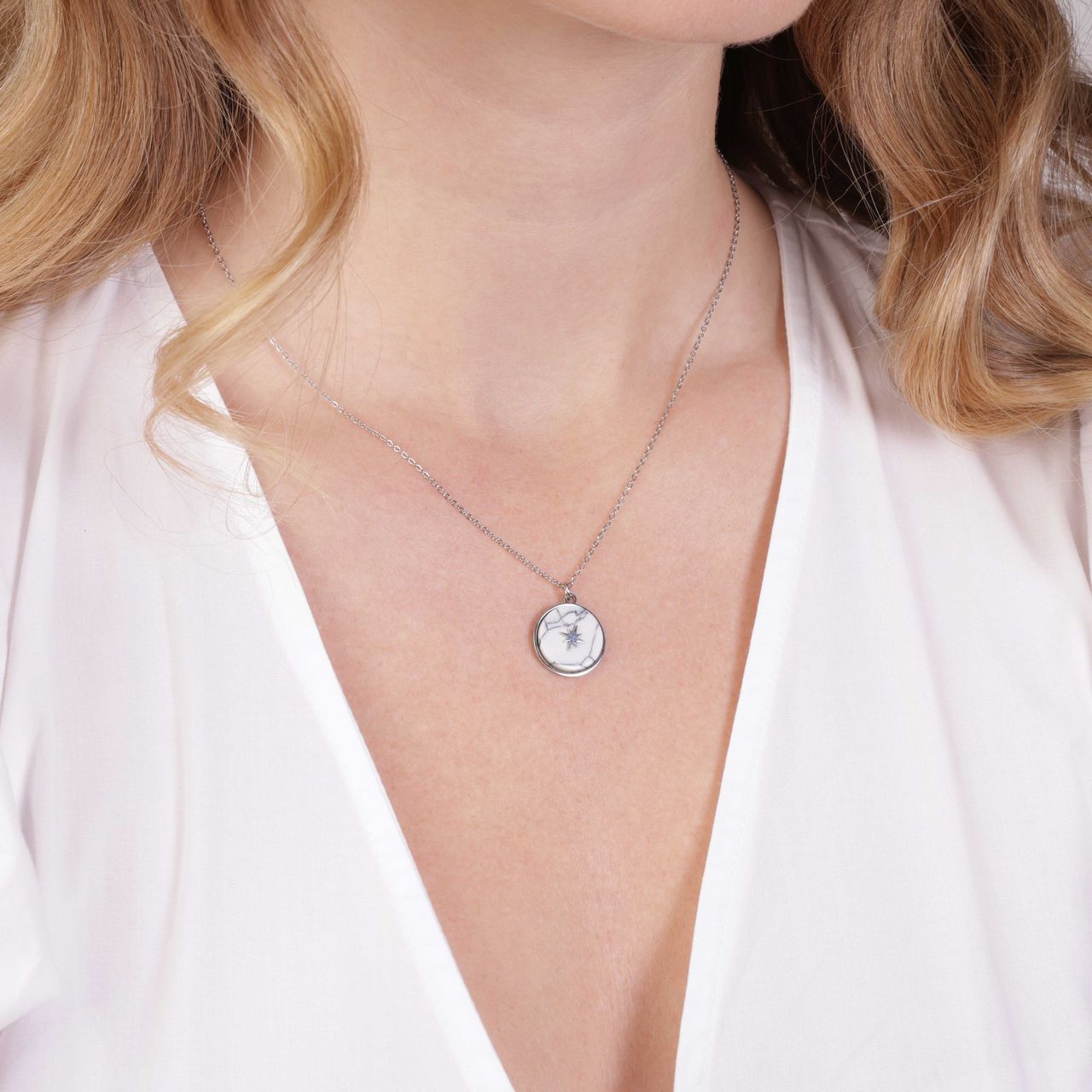 Stainless steel ketting met ronde hanger