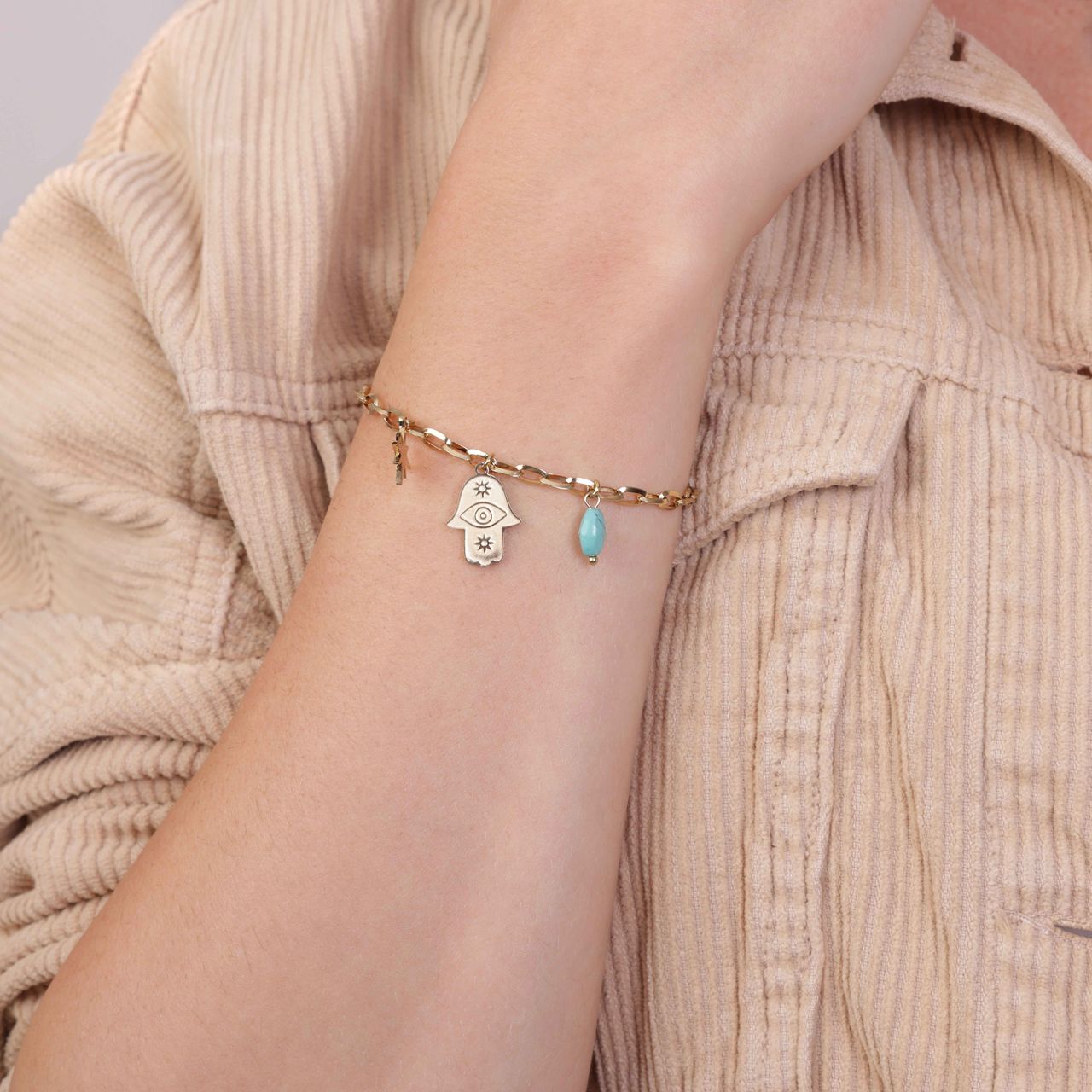 Stalen 14 karaat goldplated armband bedel