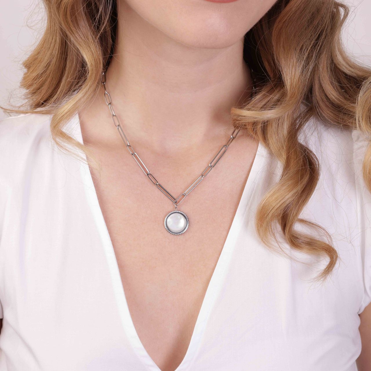 Stainless steel ketting ronde hanger