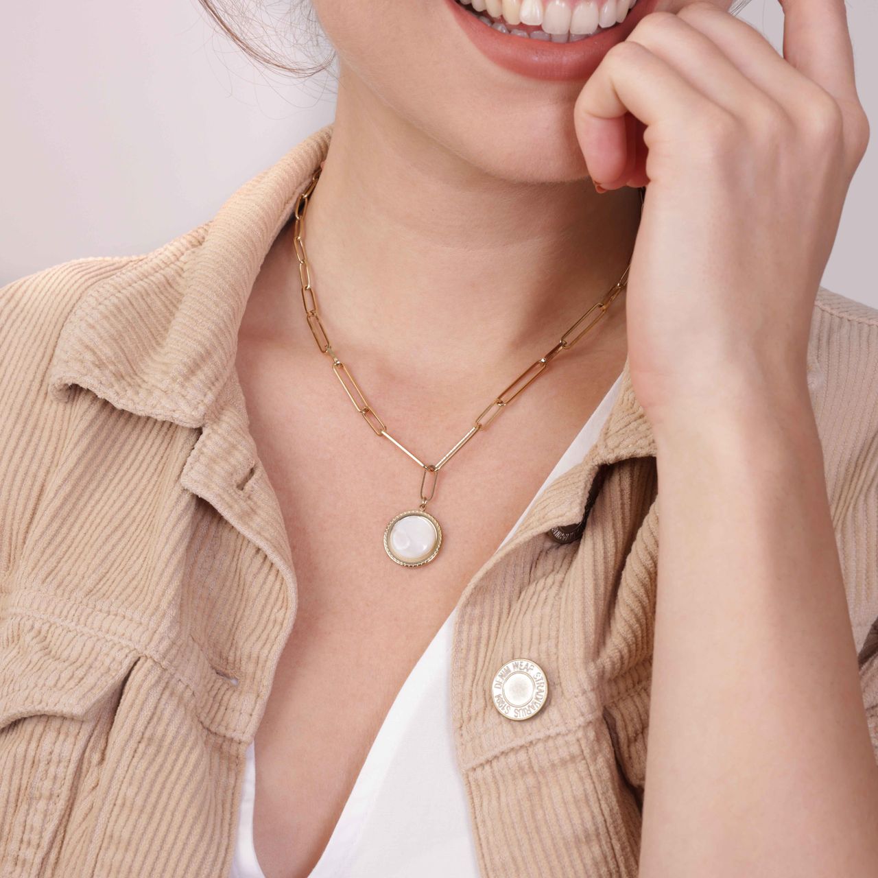 Stainless steel goldplated ketting met hanger voor dames