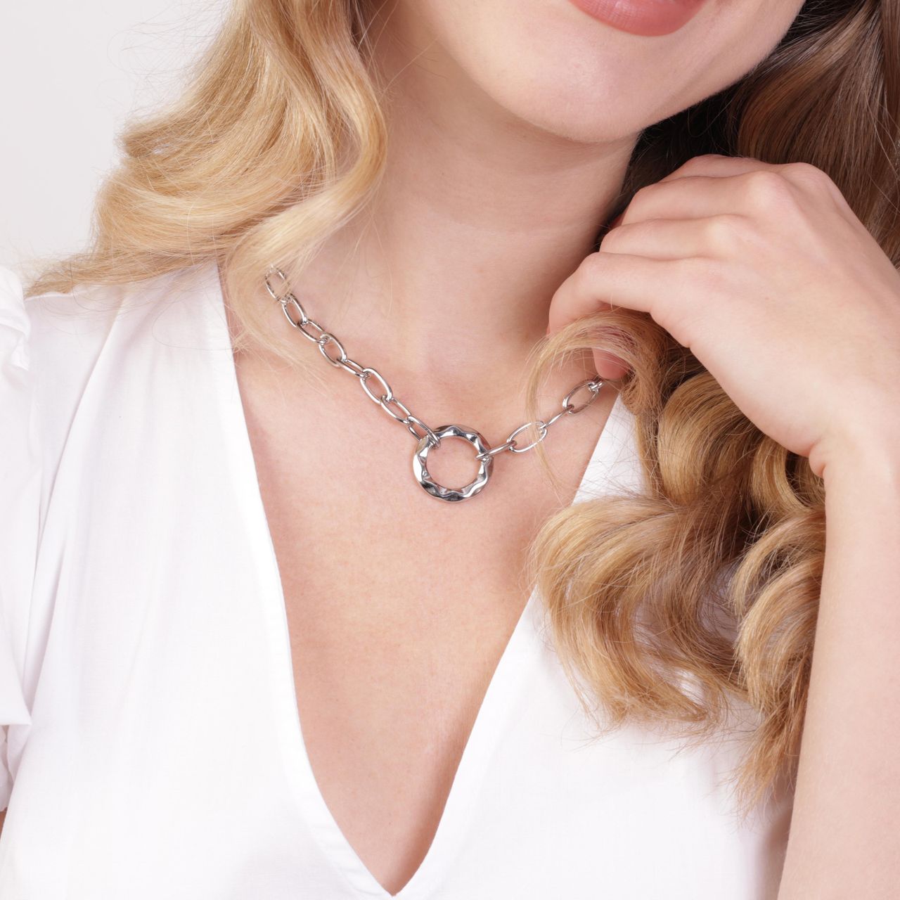 Stalen ketting met open hanger