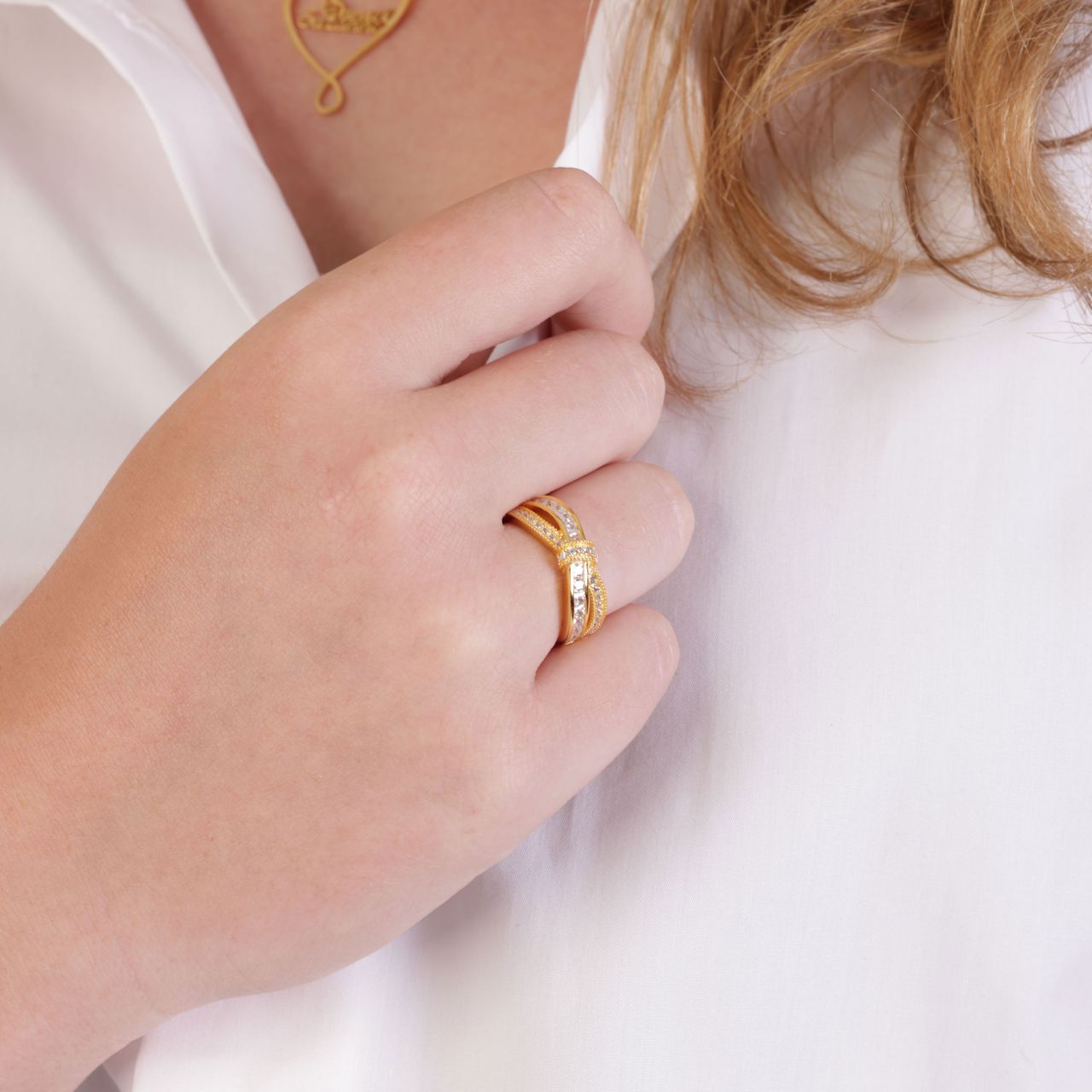 Zilveren goldplated ring met zirkonia voor dames
