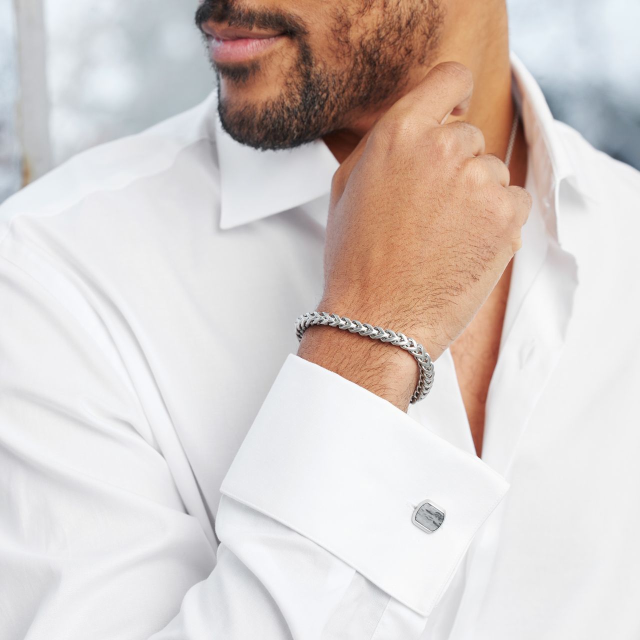 Stalen herenarmband spiga mat