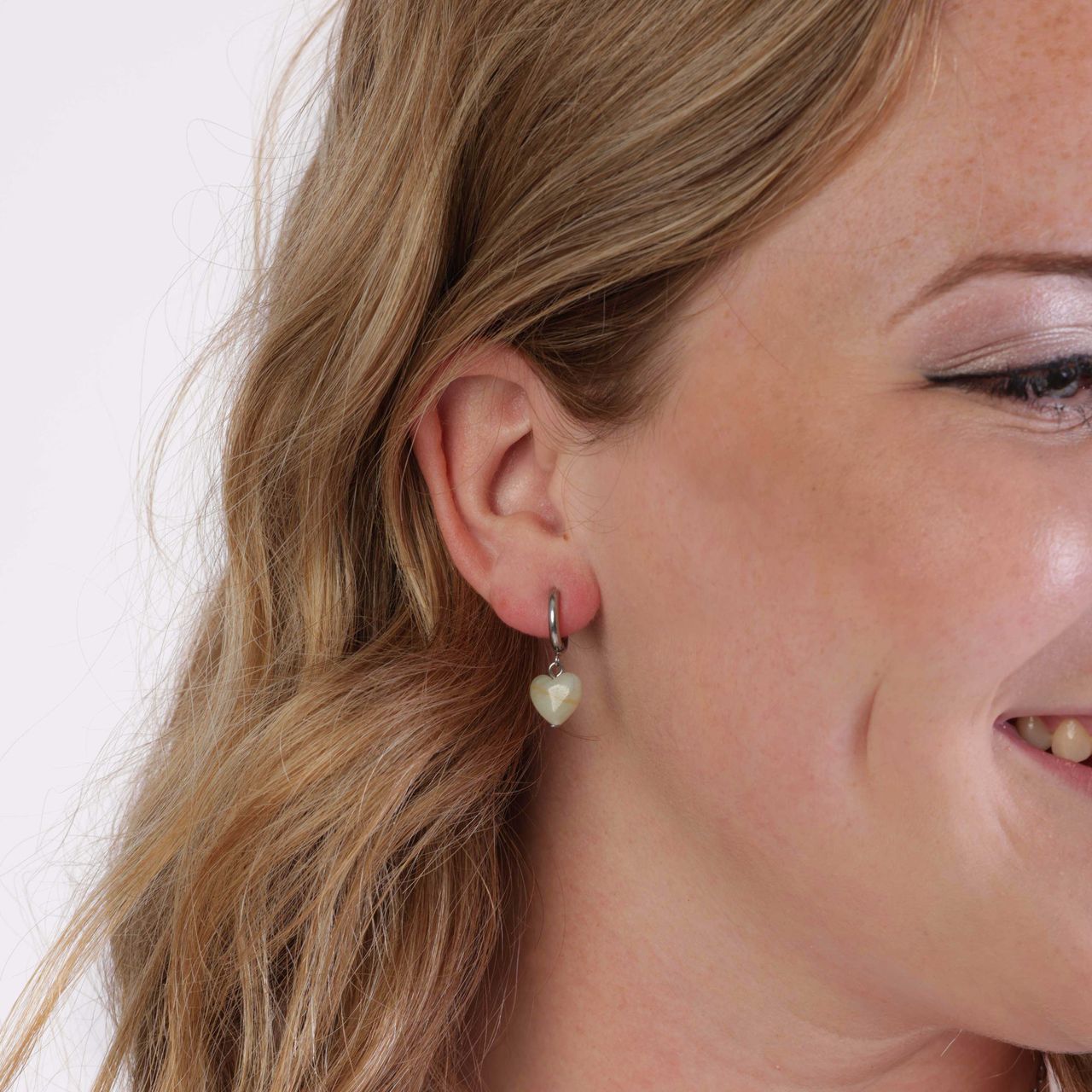 Stainless steel oorbellen met hartje aventurijn