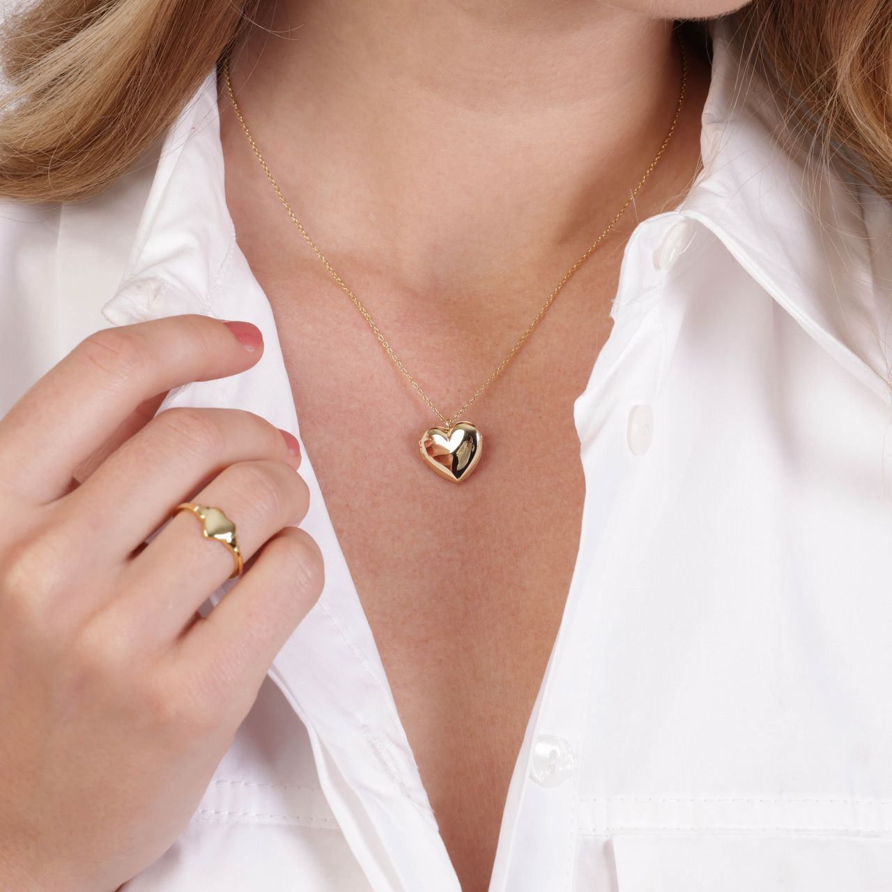 Zilveren goldplated ketting met hanger hart voor dames