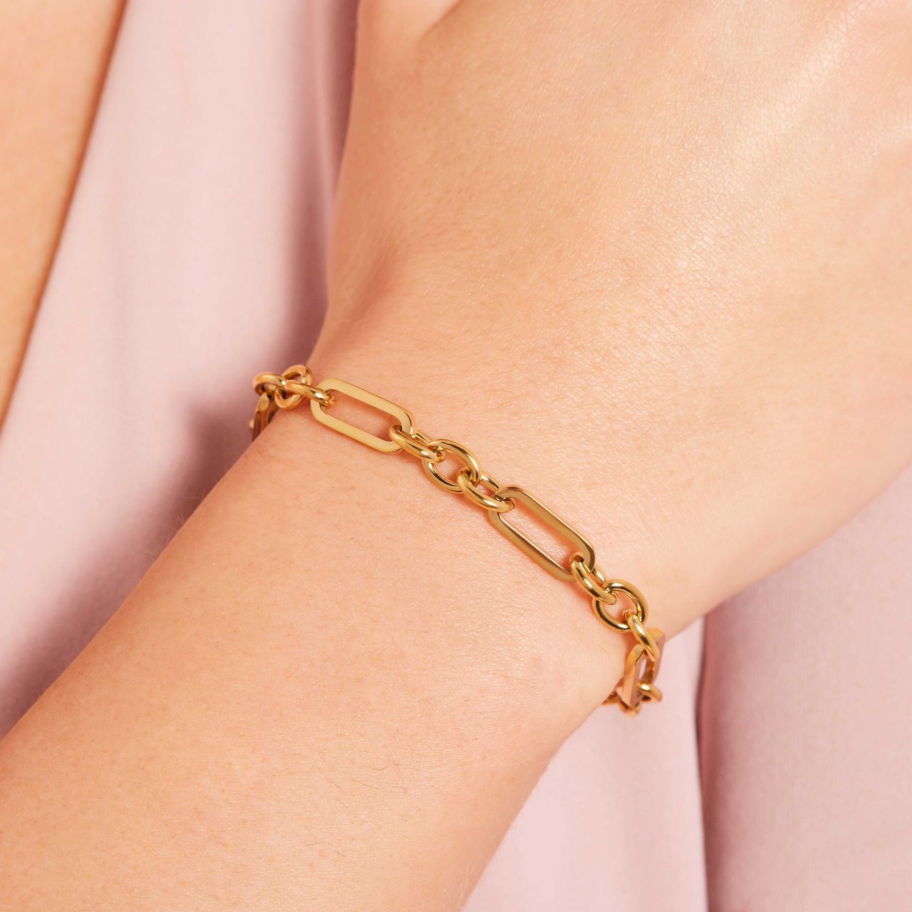 Stainless steel goldplated fantasiearmband voor dames