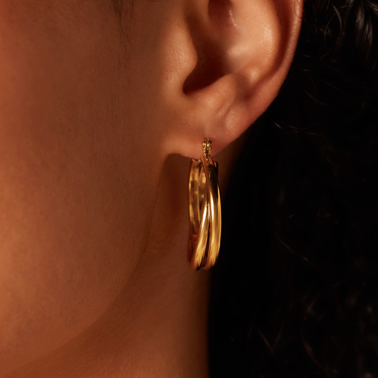 Camille gerecycled stainless steel 18 karaat goldplated oorringen voor dames