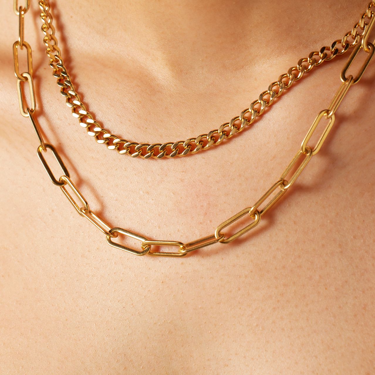 Camille gerecycled stainless steel 18 karaat goldplated ketting voor dames