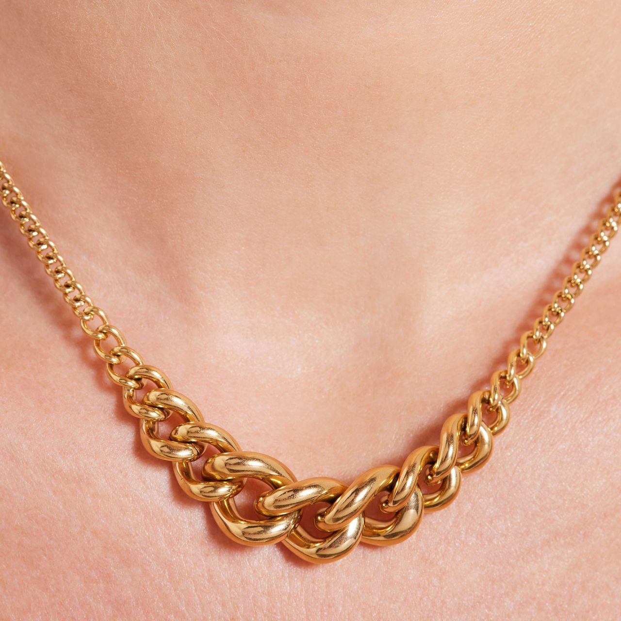 Camille gerecycled stainless steel 18 karaat goldplated ketting voor dames