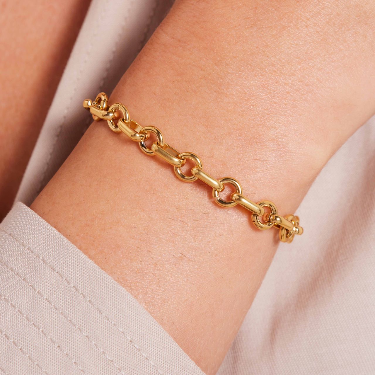 Gerecycleerd stainless steel 18 karaat goldplated armband ines