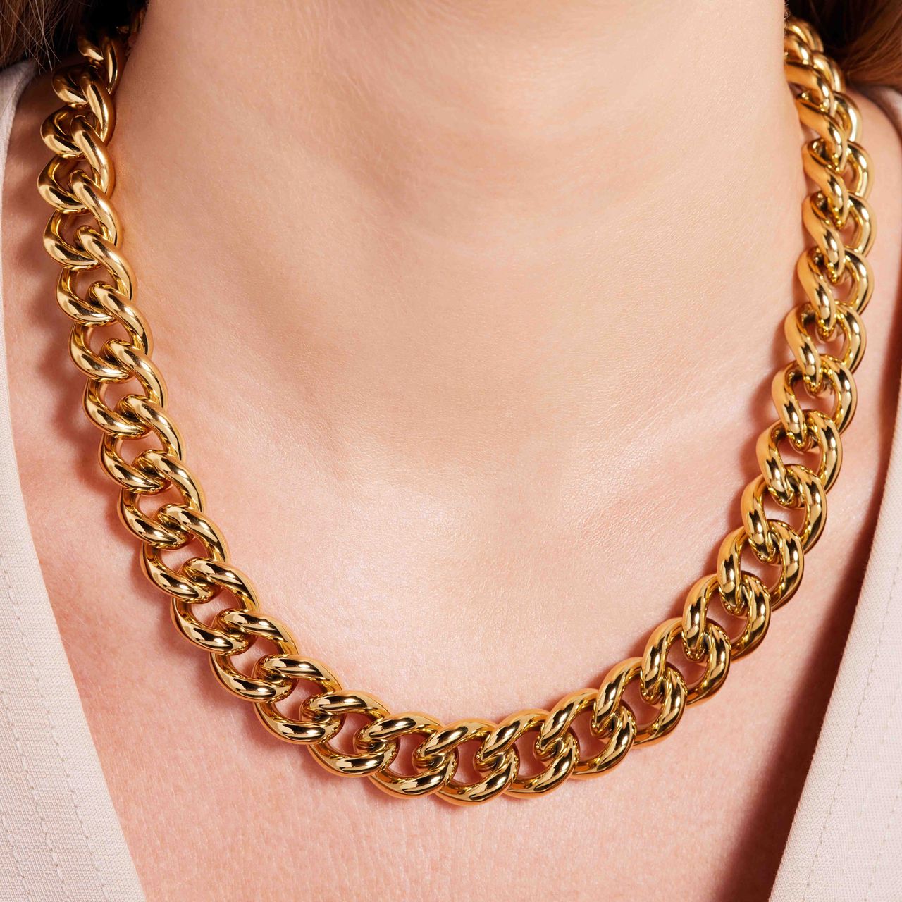 Gerecycled stalen 18 karaat goldplated ketting laetitia