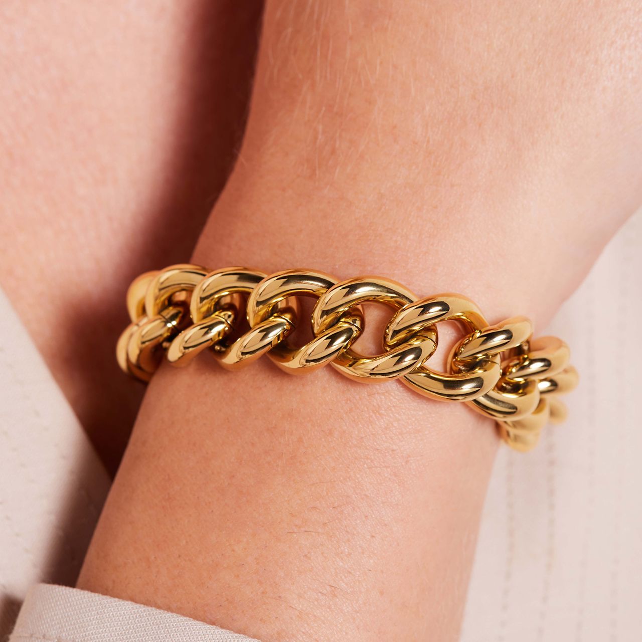 Stainless steel goldplated fantasiearmband voor dames