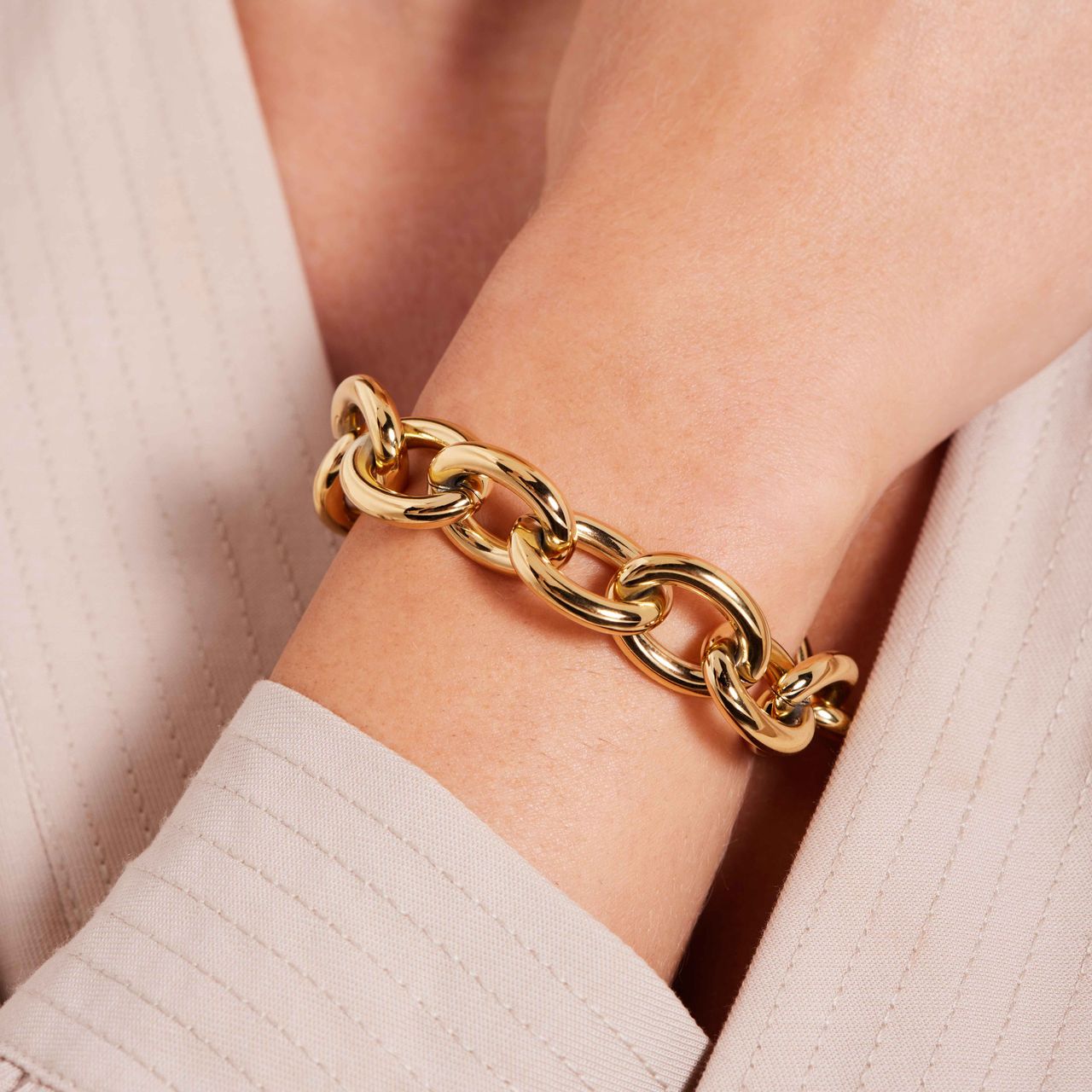 Gerecycleerd stainless steel 18 karaat goldplated armband lya