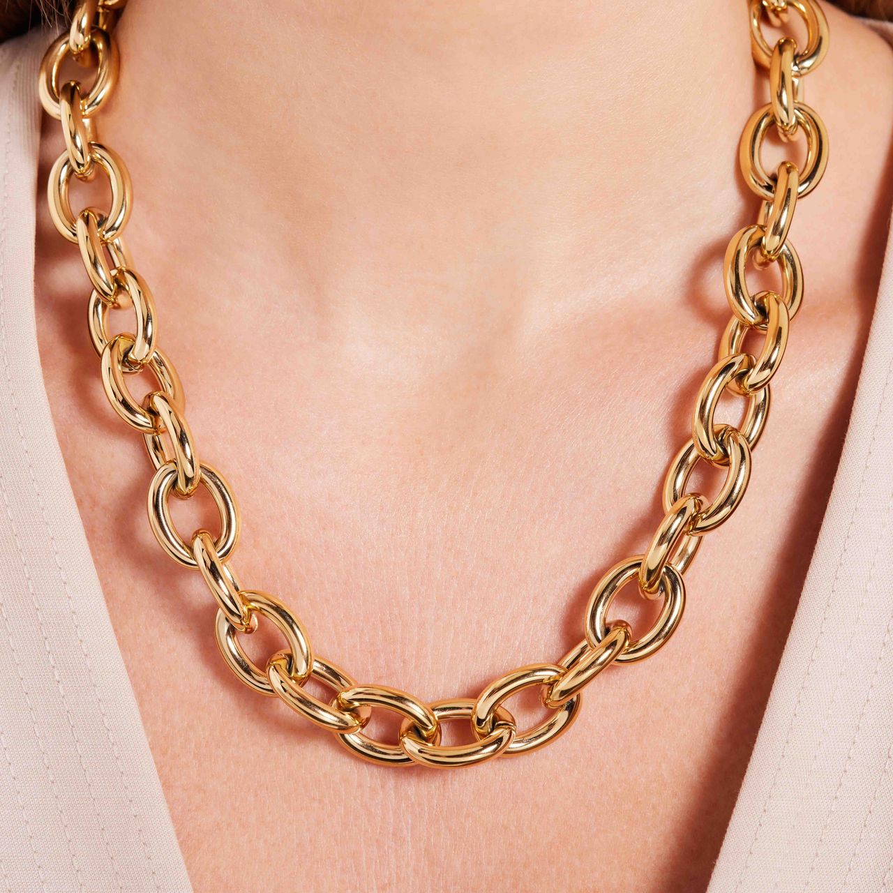 Gerecycleerd stalen 18 karaat goldplated ketting melina