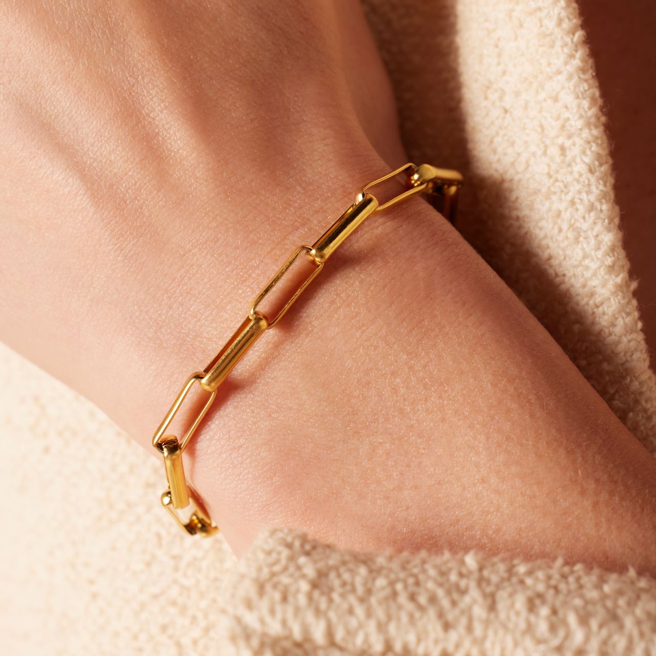 Stalen goldplated fantasiearmband voor dames