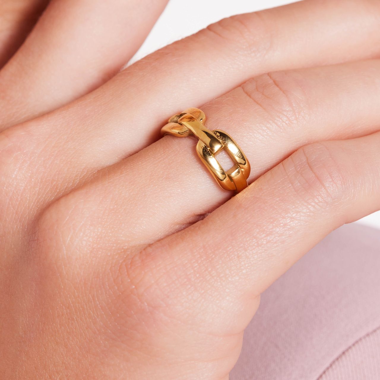 Stainless steel goldplated ring voor dames