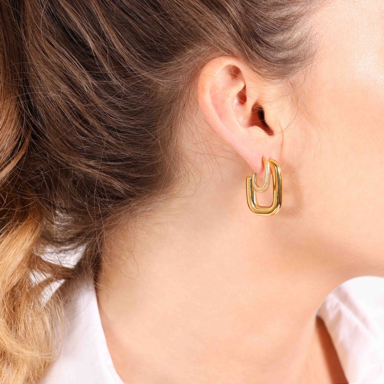 Stalen goldplated oorringen voor dames