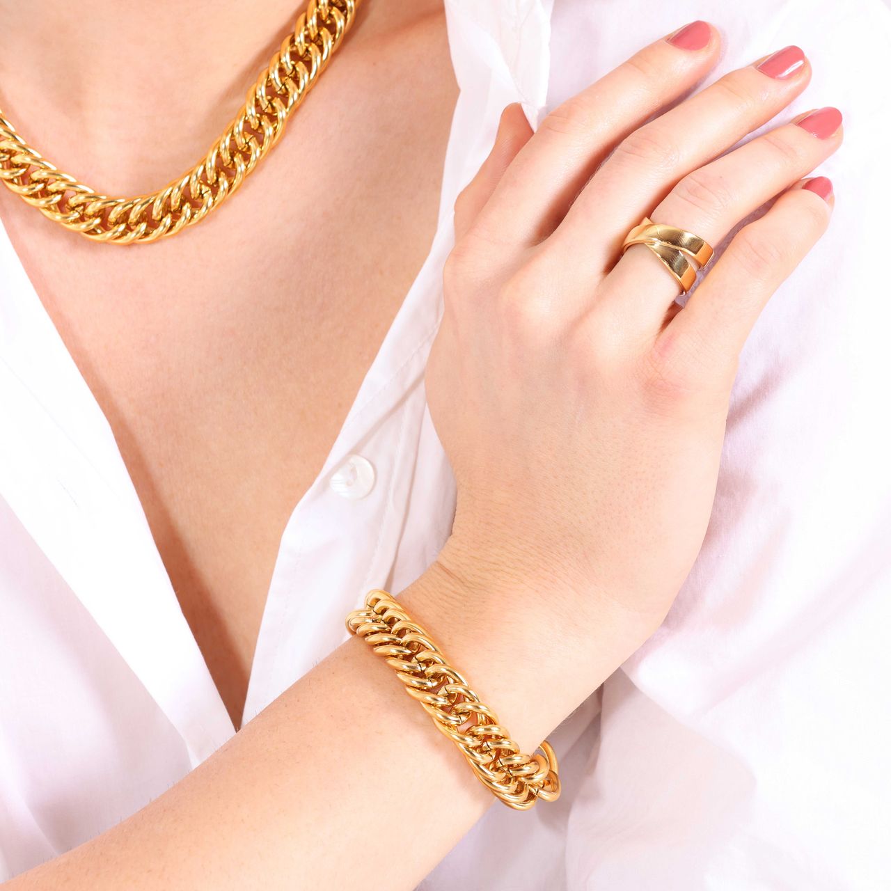 Armband, Edelstahl, vergoldet (750 Gold), Denise