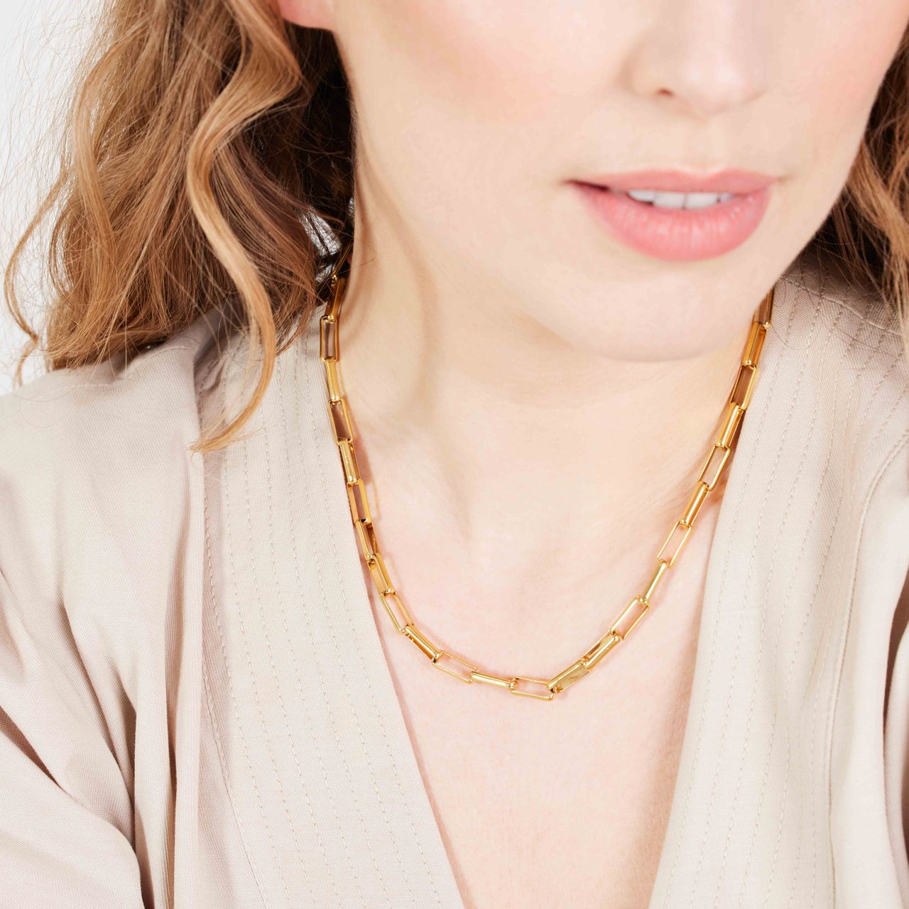 Stalen goldplated ketting voor dames