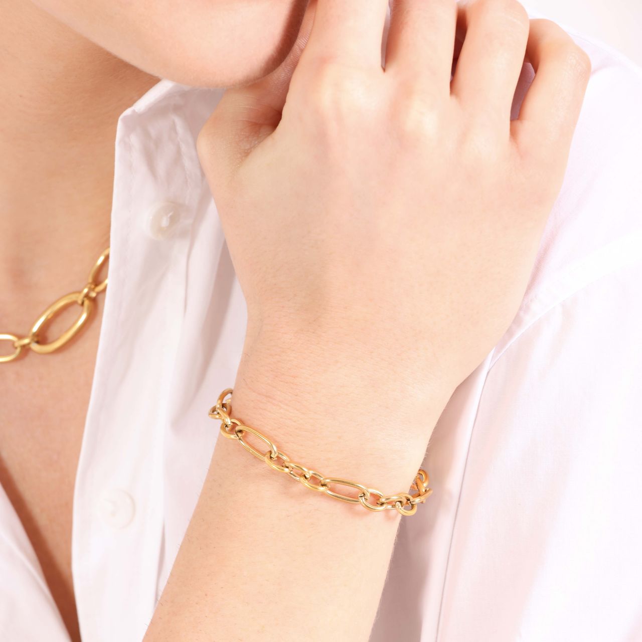 Stalen 18 karaat goldplated armband Francine