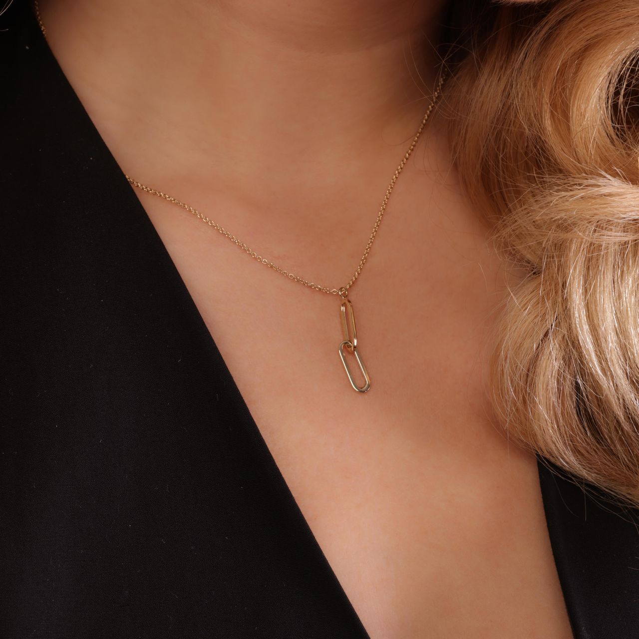 14 Karaat geelgouden ketting met paperclip hangers