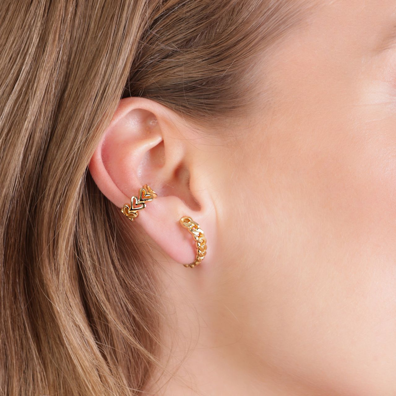 Zilveren goldplated suspender oorbel gourmet