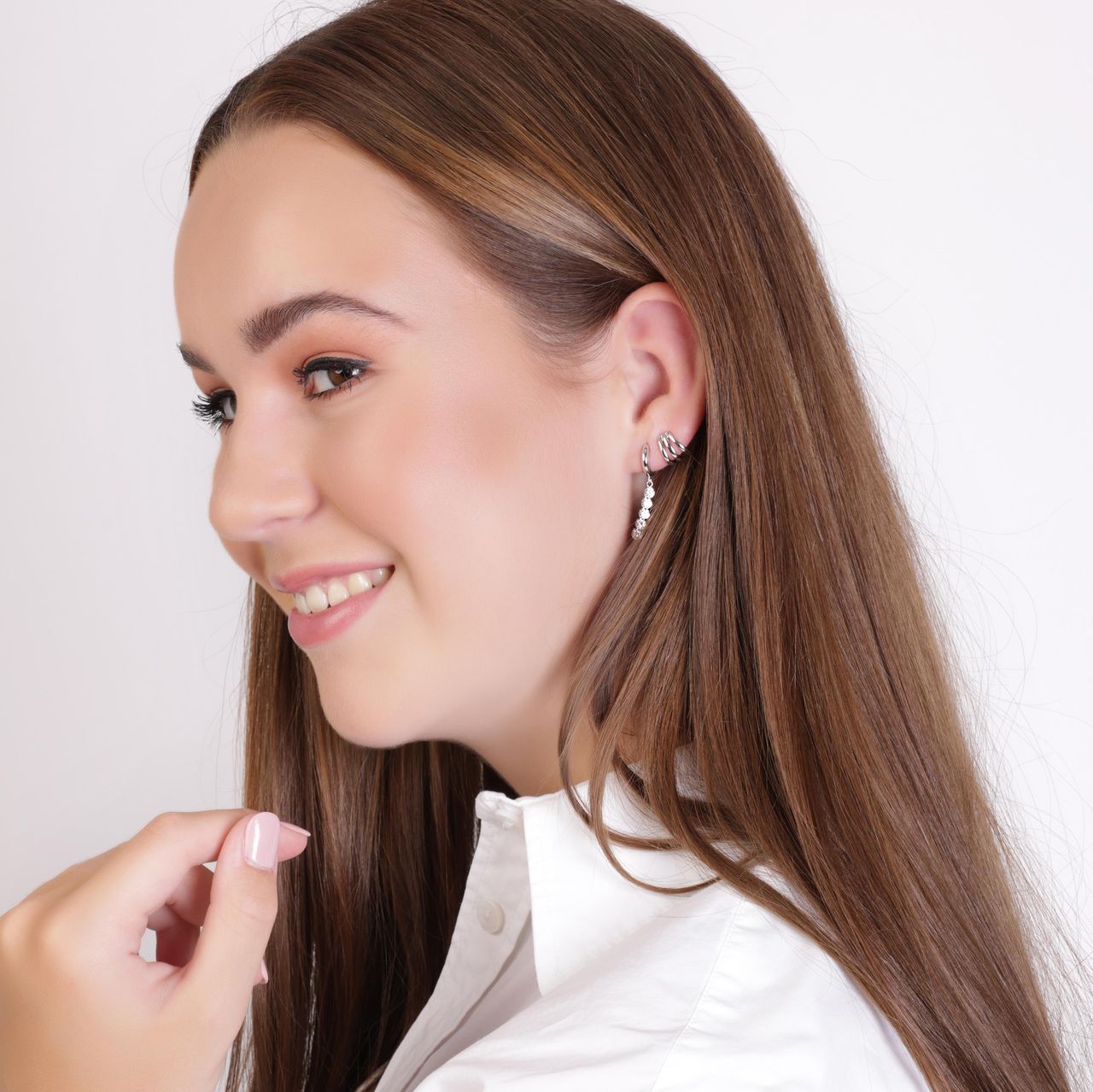 Ohrringe, 925 Silber, mit Anhänger, Zirkonia