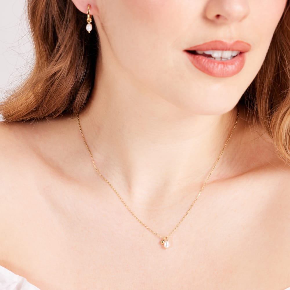 Zilveren goldplated sieradenset met parel voor dames